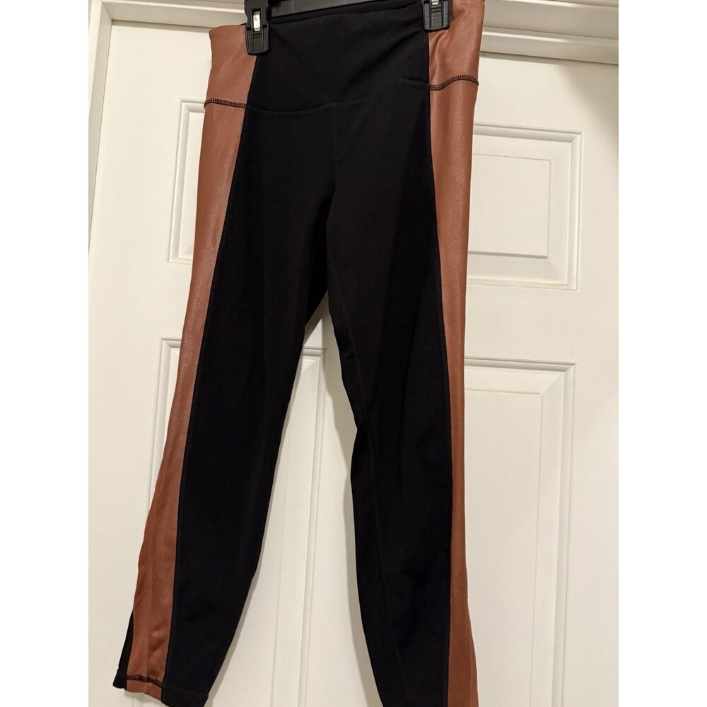 Athleta Salutation Leggings Colorblock Asym 7/8 Powervita Black Womens Small
